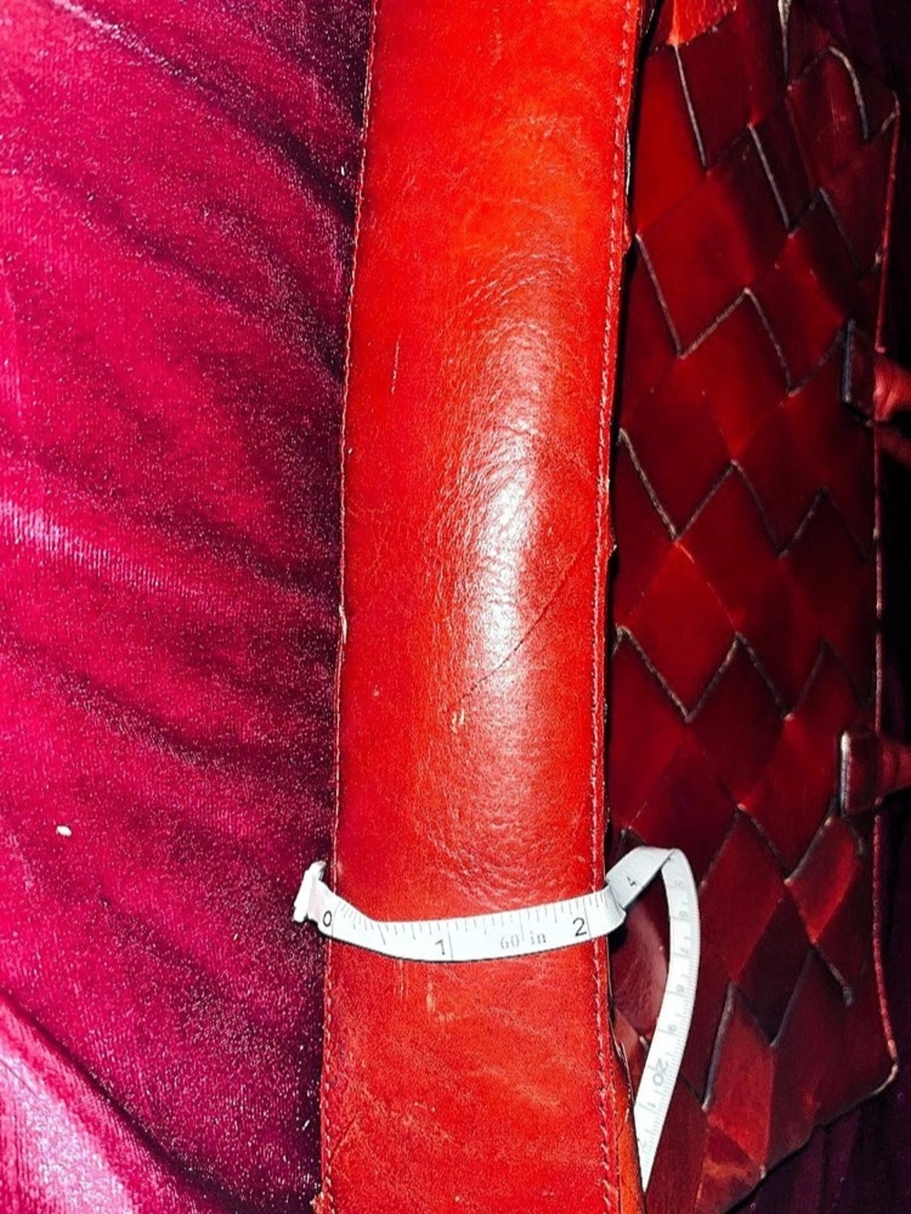 Wilsons Italian Leather Red Woven Purse - Picture 6 of 8